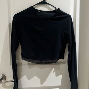 Gymshark x Whitney Simmons V1 Black Long-Sleeve Crop Top with Mesh Hem